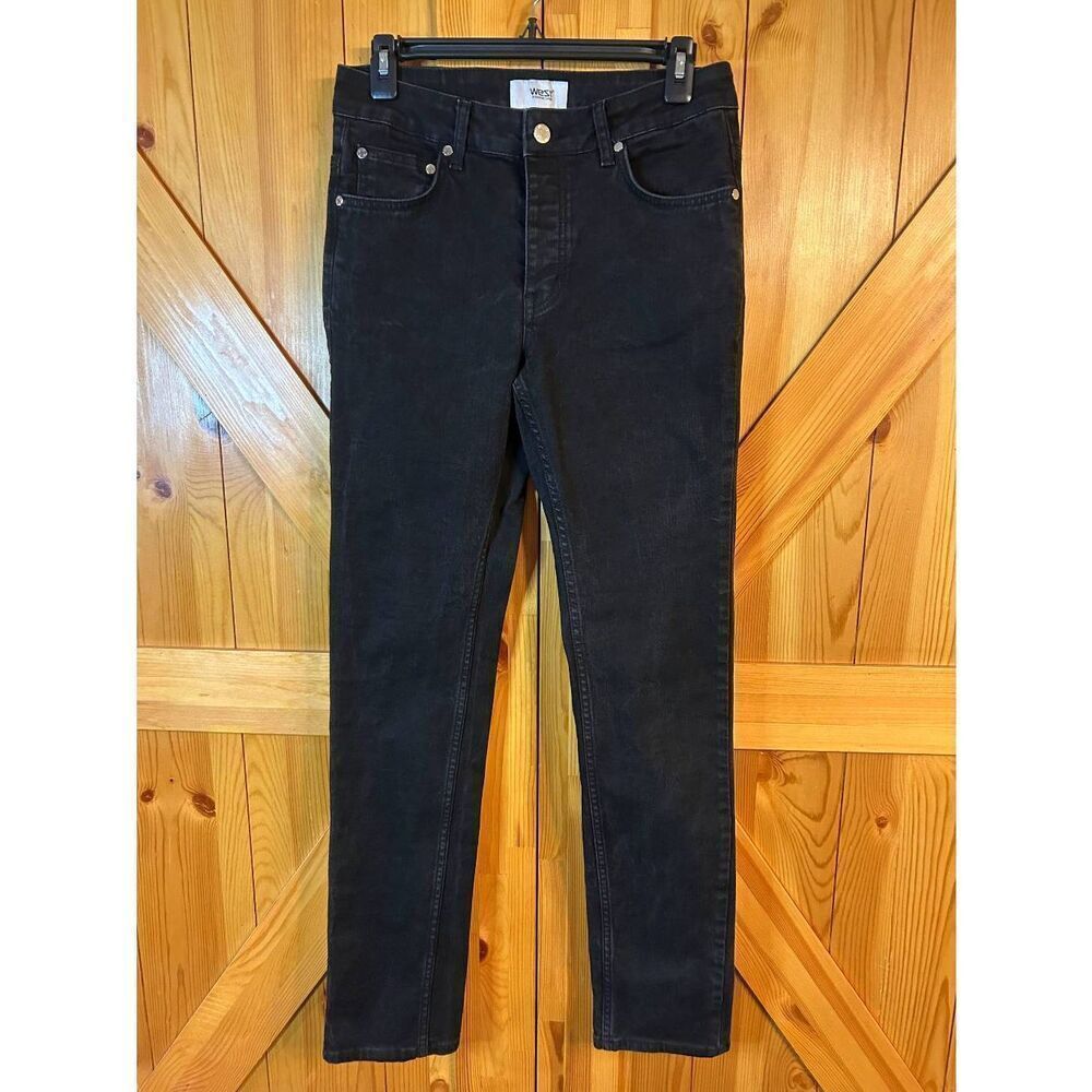 WESC Bob Straight Leg Black Jeans Button Fly Size 28x32 (8907)